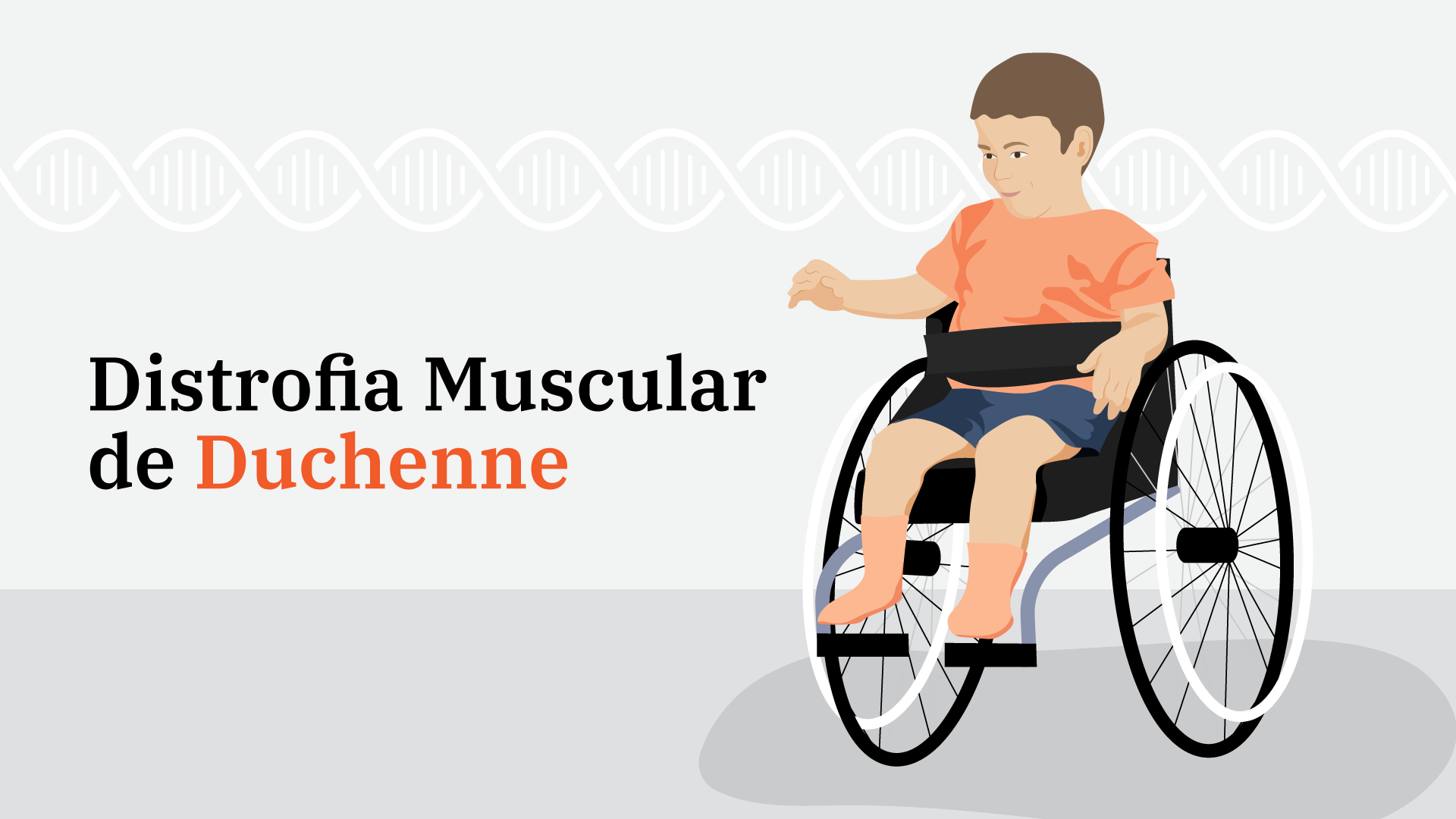 menino com distrofia muscular de Duchenne em uma cadeira de rodas