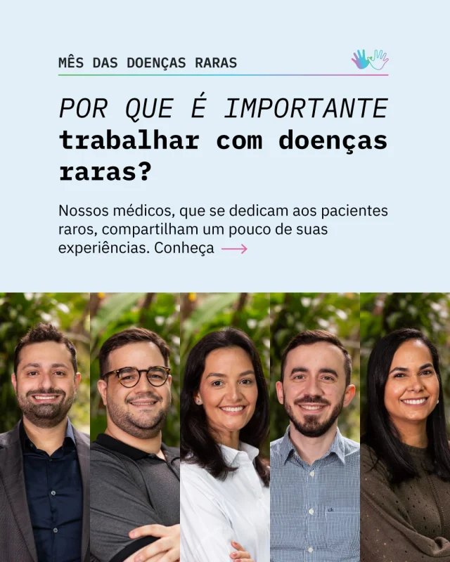 O papel dos profissionais médicos que se dedicam e acompanham a jornada dos pacientes com doenças raras é de extrema importância.
Desde a busca pelo diagnóstico, passando pela realização de exames, até o acompanhamento pós diagnóstico, o trabalho dos times médicos é um dos grandes pilares para o desenvolvimento de novos tratamentos para as pessoas raras. Por isso, convidamos alguns desses profissionais para compartilharem um pouco de suas experiências.

#OsRarosSaoMuitos #TesteGenético #MedicinaDePrecisao #DoençasRaras