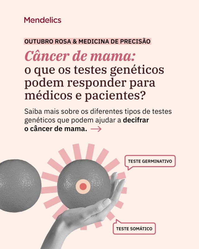 Outubro Rosa e Medicina de precisão

No câncer de mama, informações genéticas podem contribuir para diferentes etapas do cuidado do paciente: da identificação de predisposição hereditária à caracterização molecular do tumor e à definição do tratamento.

Saiba mais sobre testes genéticos somáticos e germinativos, câncer de mama e oncologia de precisão no nosso post! 
Se você gostou do conteúdo, compartilhe em suas redes!

#OutubroRosa #CâncerDeMama #MedicinaDePrecisão #Genética #Oncologia #Mendelics